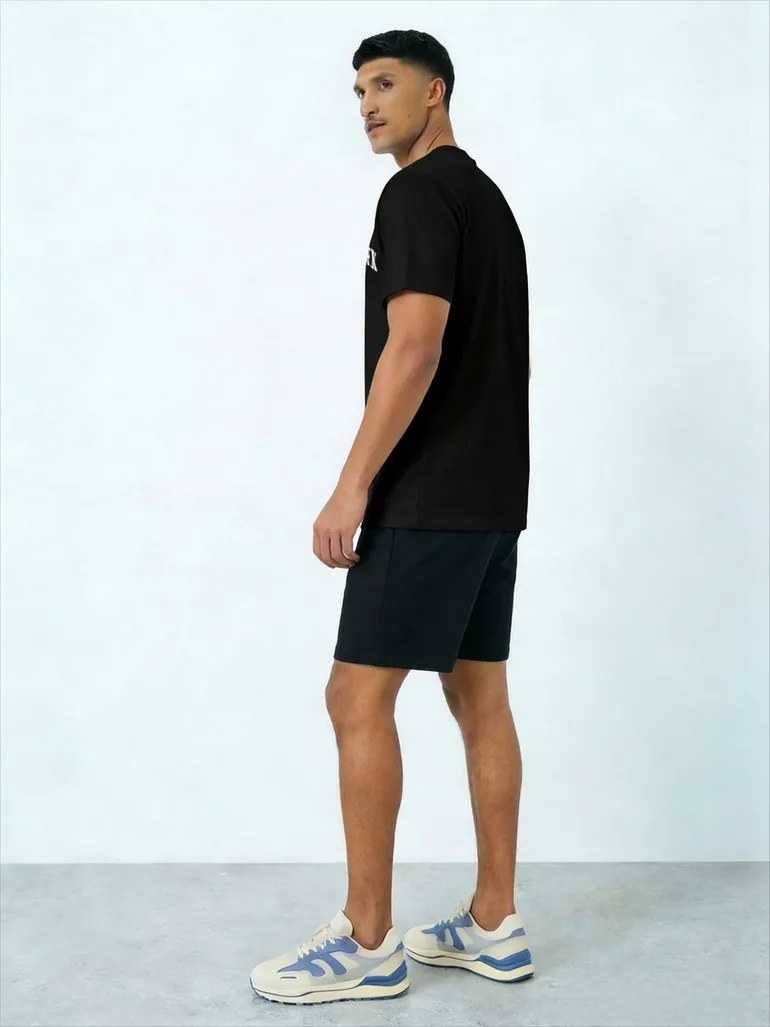 Men Ace Graphic Round Neck T-Shirt and Shorts Set - 2