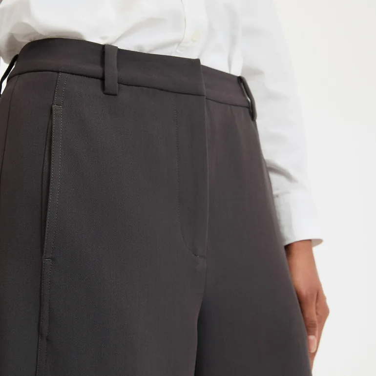 Wide Leg Trousers with Barrel Shape and 7/8th Length in Polyviscose - 2