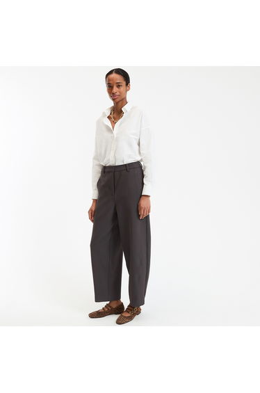 Wide Leg Trousers with Barrel Shape and 7/8th Length in Polyviscose