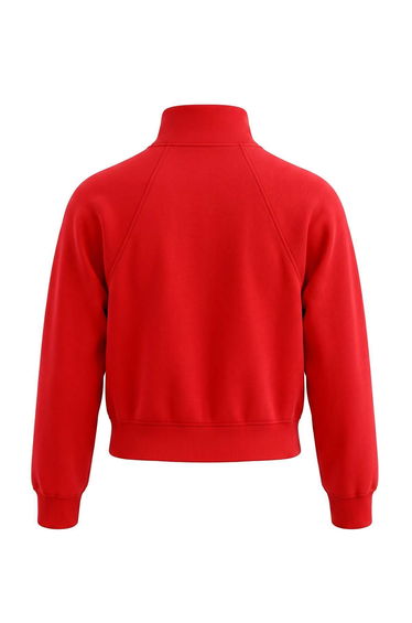 Red Asymmetric Zippered Turn-Down Collar Regular Fit Thick Knitted Cardigan/Sweatshirt product thumbnail 4