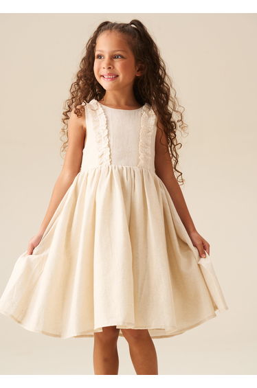 Ava Metallic Shimmer Linen Lace Trim Dress product thumbnail 4