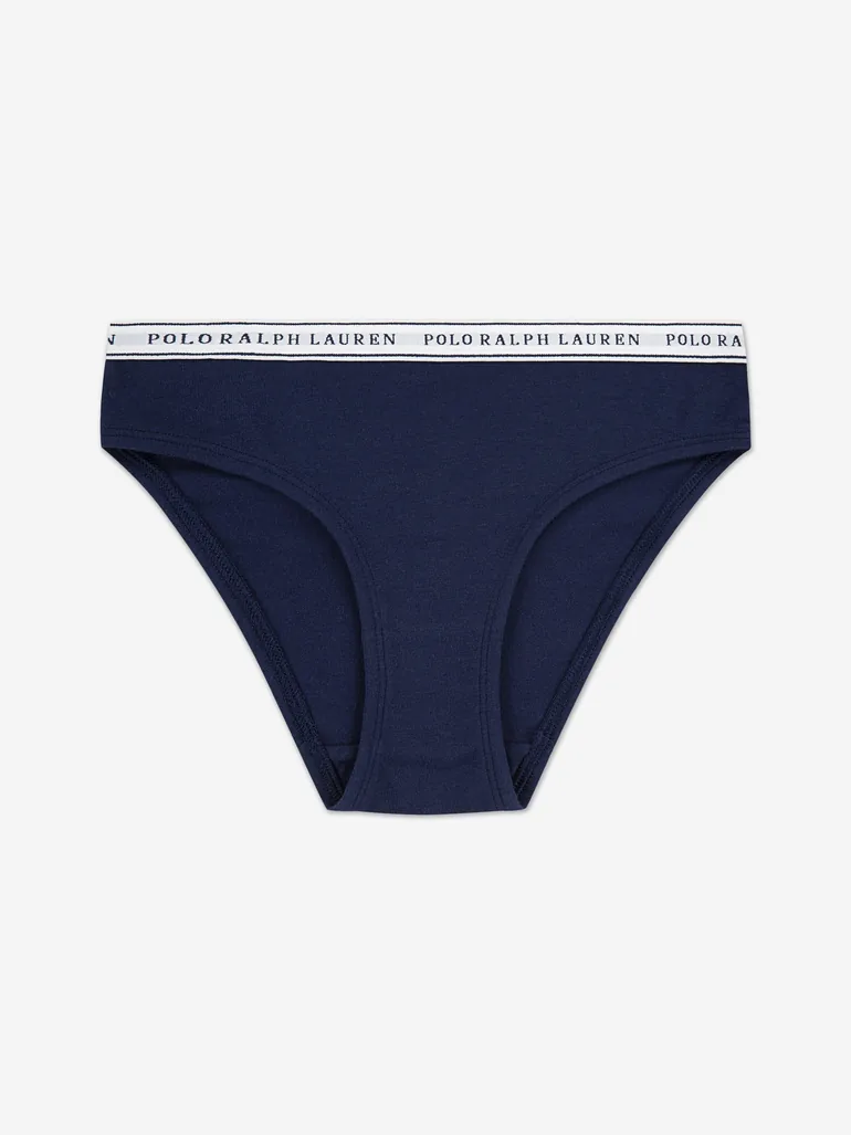 Ralph Lauren Girls 2 Pack Printed Knickers Set in Navy - 2