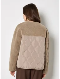 Contrast Borg Quilted Jacket - 3