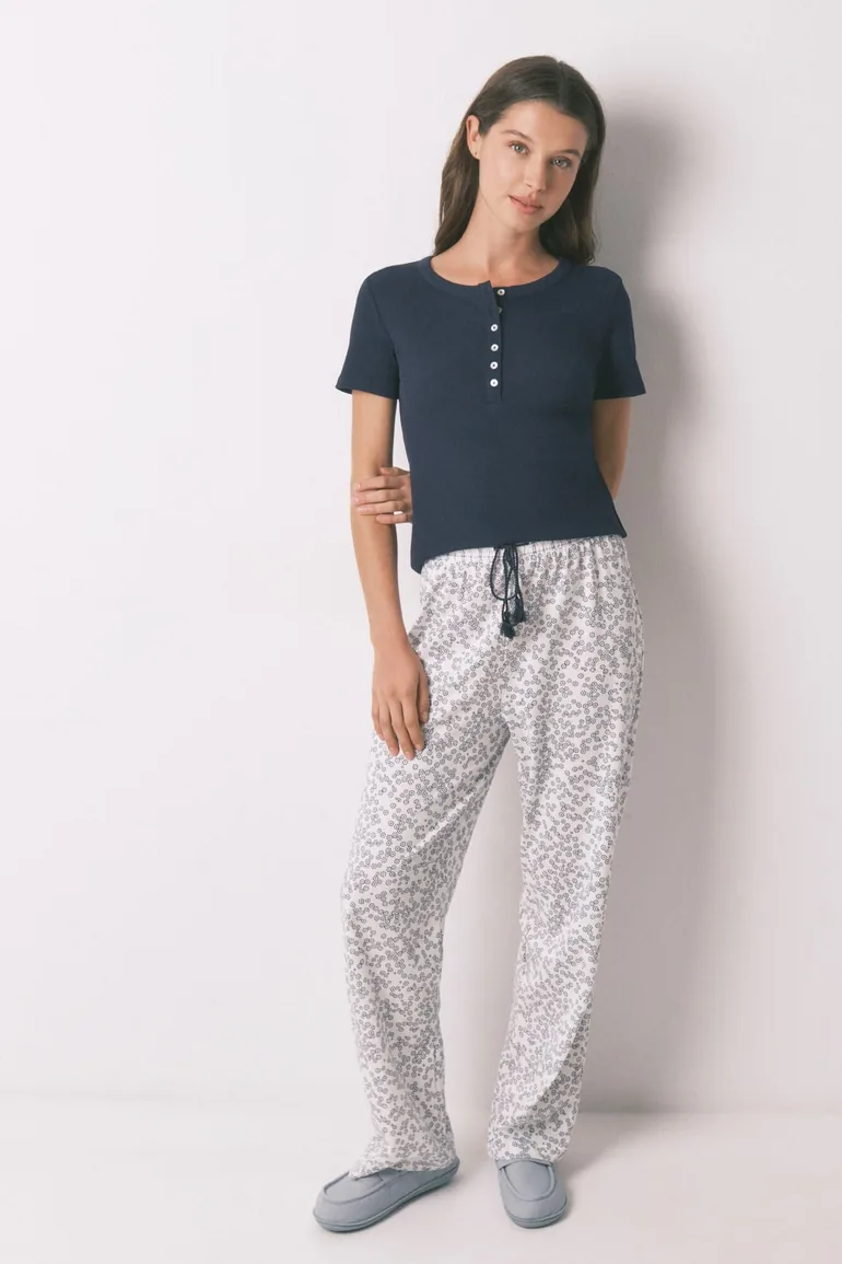 Floral print cotton long trousers - 3
