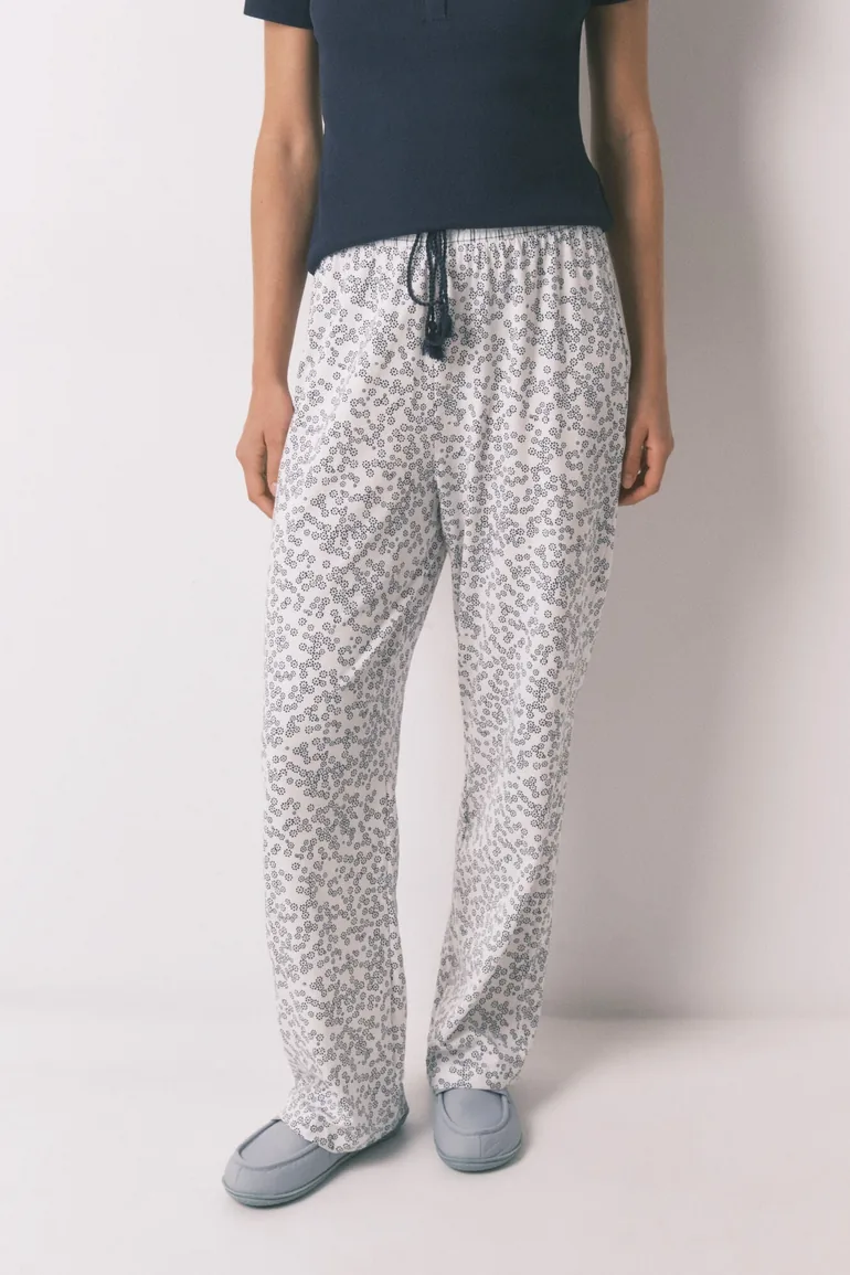 Floral print cotton long trousers - 4