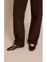 Chocolate PU Snip Toe Ballet Flat