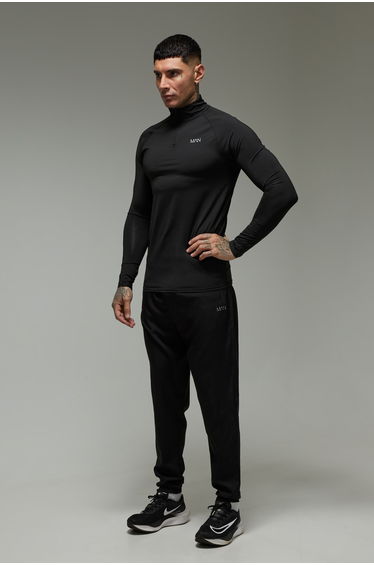 Tall Man Active Regular Fit Quarter Zip and Jogger Tracksuit - black