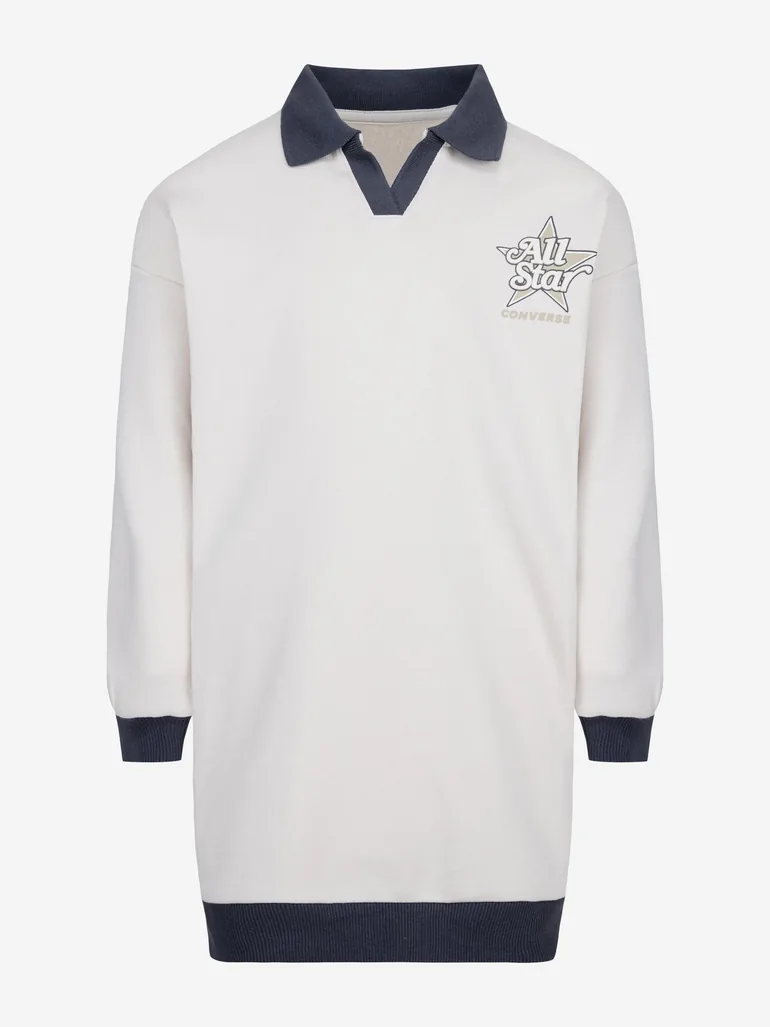 Girls Logo Polo Dress in Ivory