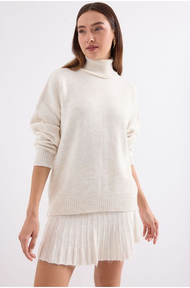 Sweater Skirt Knitwear Two Piece Set - Ecru product thumbnail 4