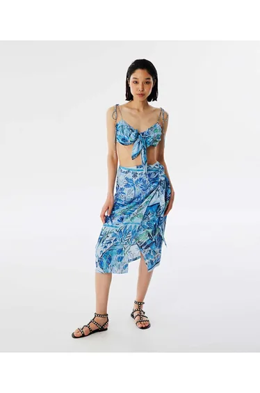 Patterned wrap skirt