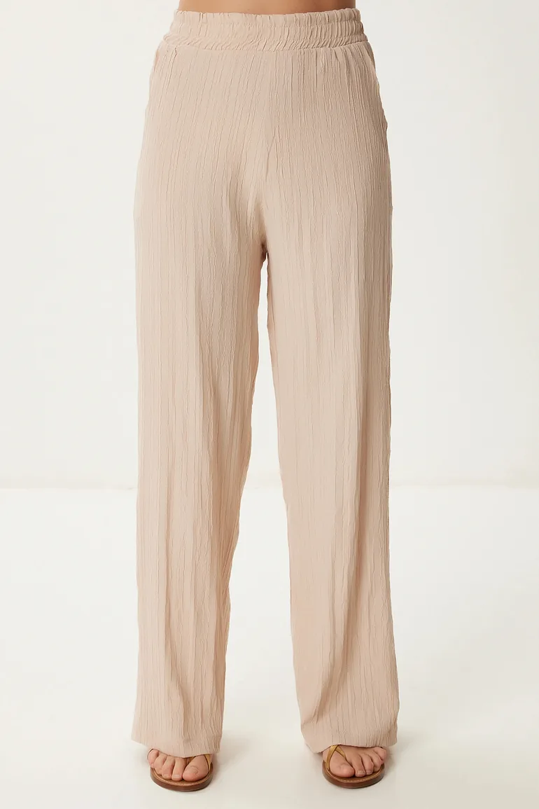 ISTANBUL High Waist Two-Piece Set with Shirt Collar and Wide Leg Pants - 4