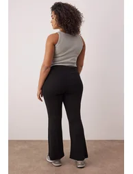 Gray melange- black flare/spanish leg flowy fabric plus size pants & sweatpants - 6