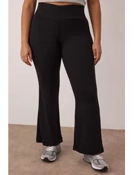 Gray melange- black flare/spanish leg flowy fabric plus size pants & sweatpants - 5