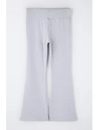 Gray melange- black flare/spanish leg flowy fabric plus size pants & sweatpants - 4
