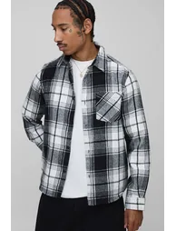 Regular Fit Flannel Check Long Sleeve Shirt - black