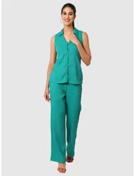 Green Textured Shirt and Trousers Co-ords - 5