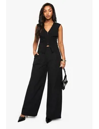Bengaline Ruched Sleeveless Hook & Eye Top - black