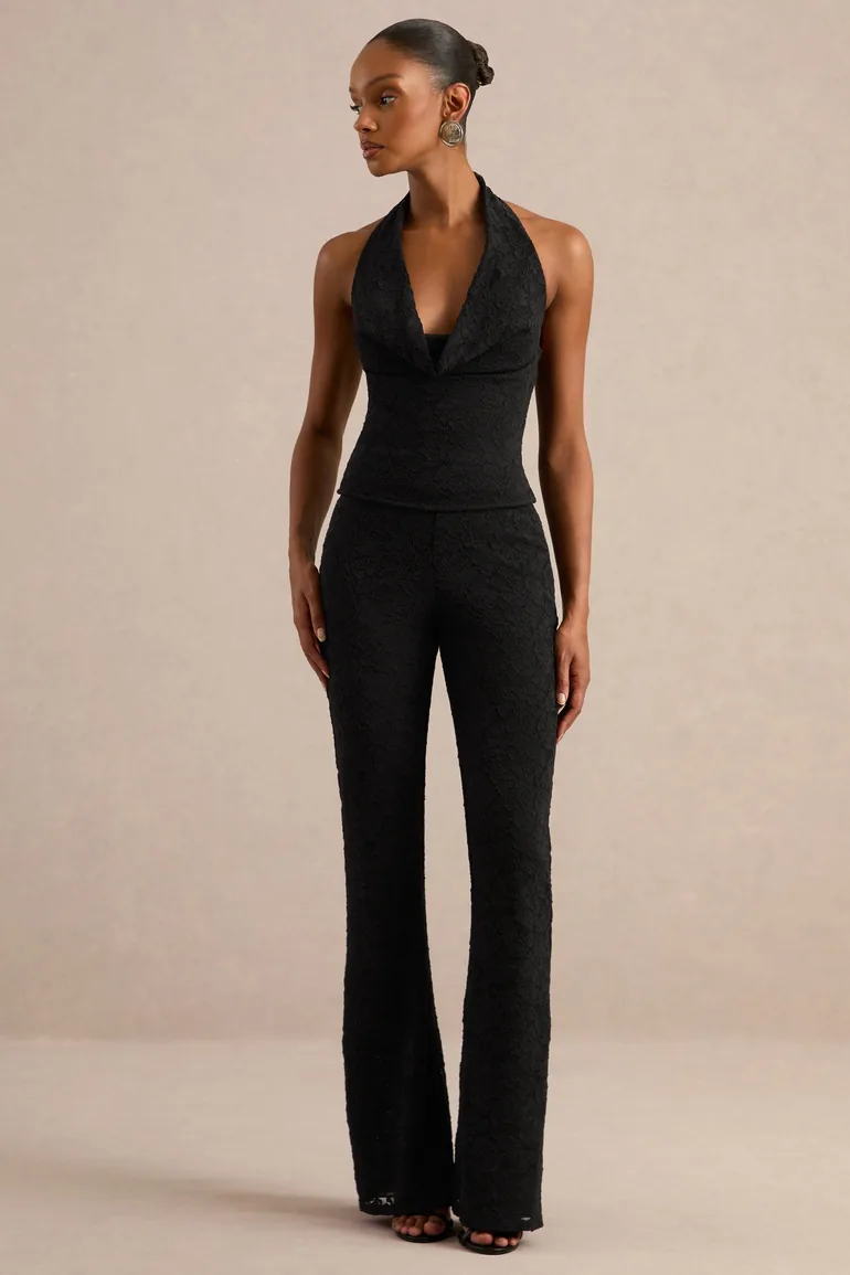 Primella | Black Lace Tailored Trouser
