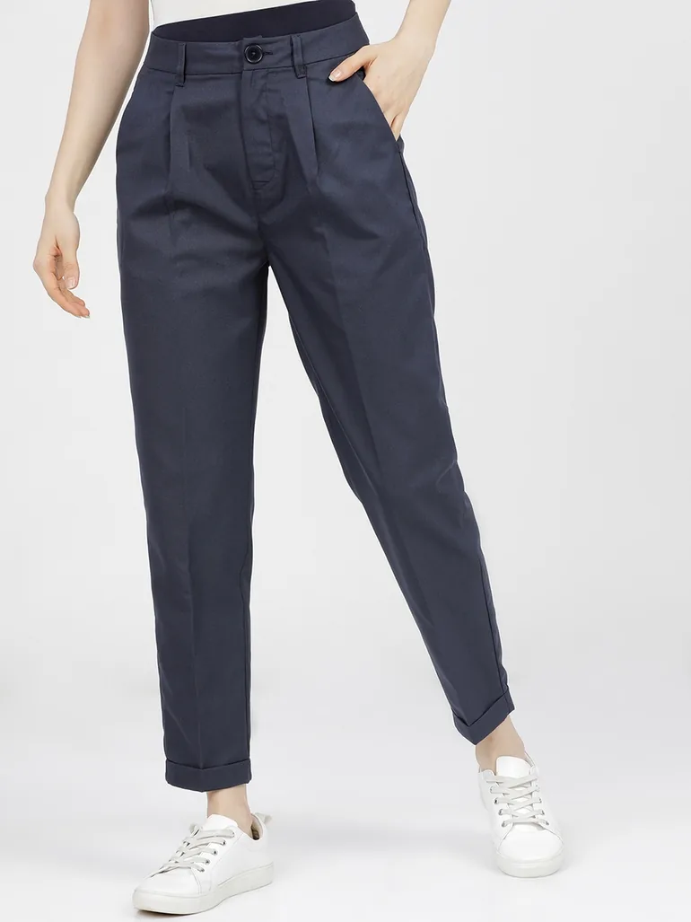 High Rise Pleated Crop Trousers - 1