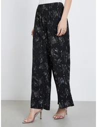 Women Notch Lapel Textured Abaya and Pants Modest Set - 4