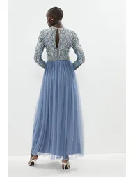 Pearl Embellished Bodice Tulle Skirt Dress - 2
