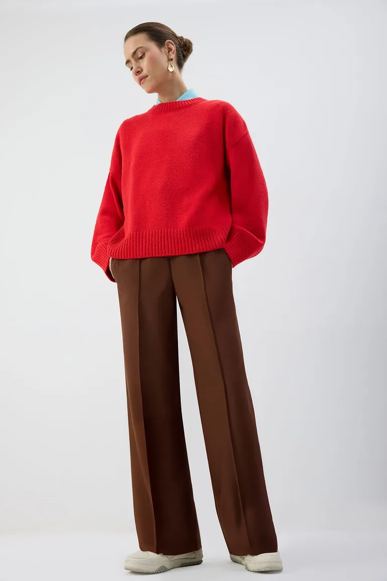 PLEATED PANTS WITH ELASTIC WAIST - 1