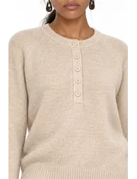 MIXRAY Women's Crew Neck Button Sweater - 2