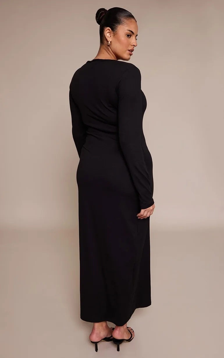 Plus Black Sculpt Scoop Neck Maxi Dress - 2