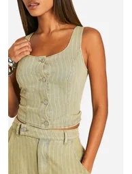 Tinted Wash Denim Crop Top - vintage wash - 3