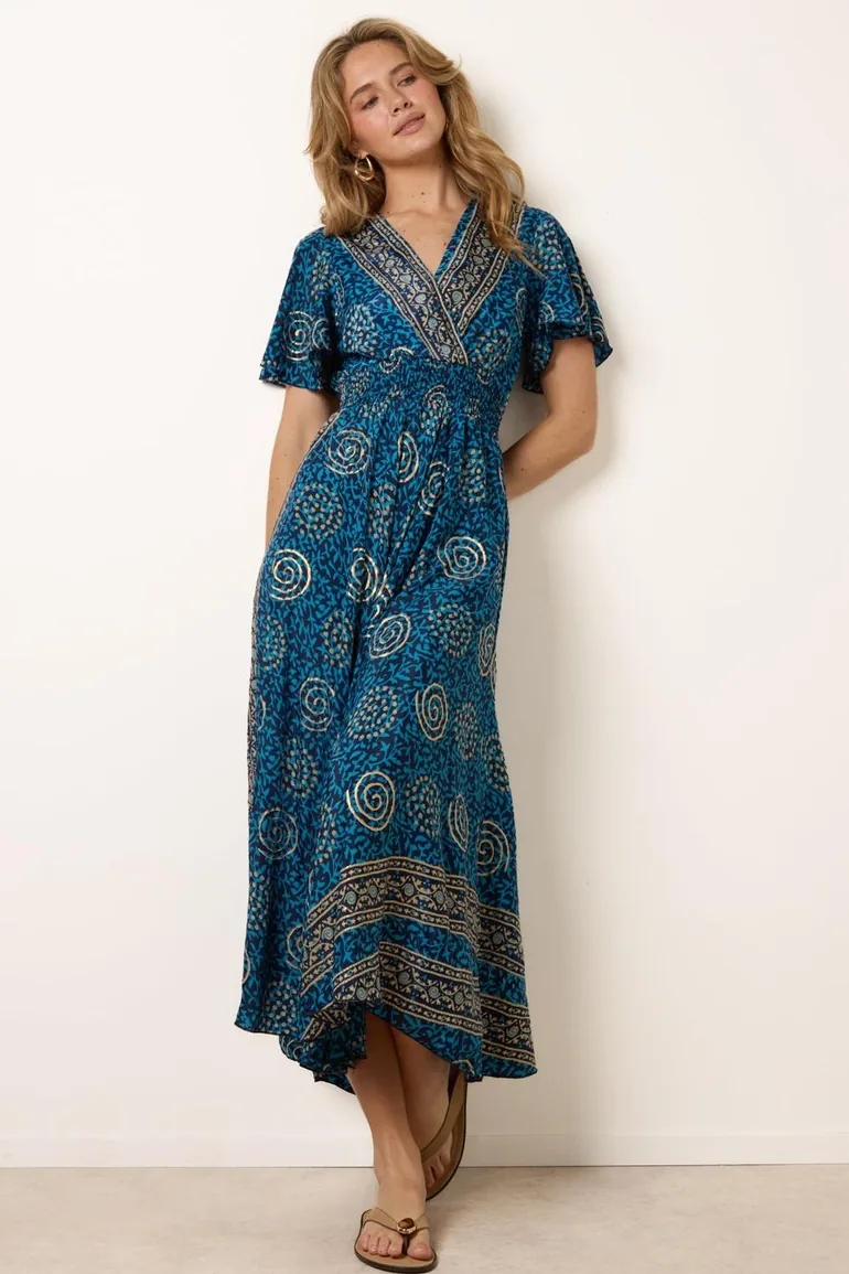 Wrap Over Tie Back Maxi Dress