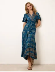 Wrap Over Tie Back Maxi Dress - 1