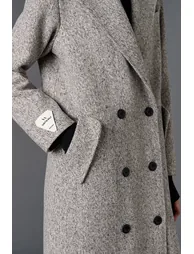 Herringbone Double-Breasted Maxi Cashmere Coat - 6