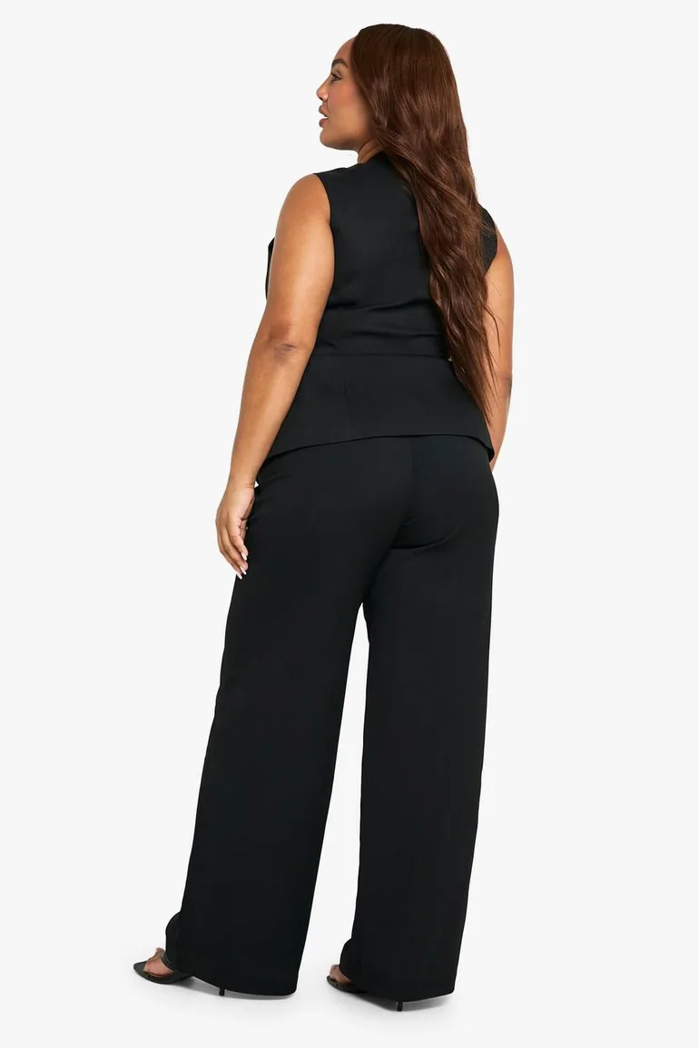 Plus Wide Leg Tailored Trouser - black - 1