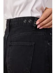 Black adjustable waist high waist wide leg jeans - 3