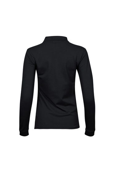 Tee Jays Womens/Ladies Stretch Long-Sleeved Polo Shirt - Black product thumbnail 2