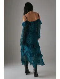 Petite Chiffon Ruffle Cold Shoulder Midi Dress - 2