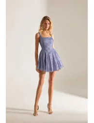 Justina Sparkly Strappy Mini Evening Dress - 2