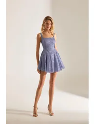 Justina Sparkly Strappy Mini Evening Dress - 3