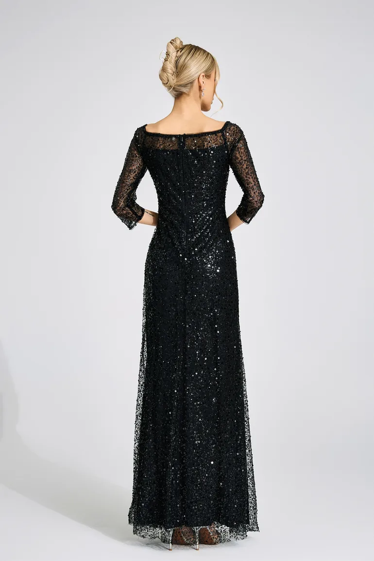 Aeliana Black Diamond Maxi Dress - 1