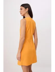 Orange Beaded Short / Mini Woven Dress - 3