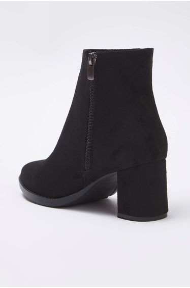 Black Suede Almond Toe Women's Heeled Boots product thumbnail 4
