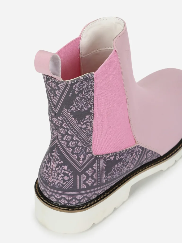 Light Pink Comfortable Lightweight Printed Boots - 3