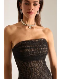 Venus Draped Tulle Lace Dress - 4