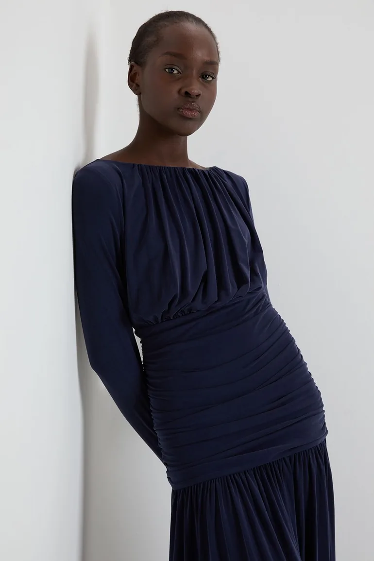 Viscose Blend Jersey Dress With Gathered Panels - 1