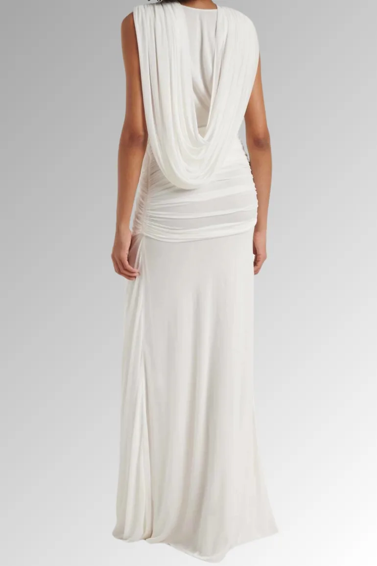 Ceylin Plunge Ruch Asymmetric Maxi Dress - 2
