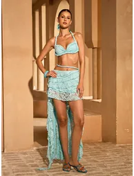 Rivena Backless Floral High Low Skirt Set - 2
