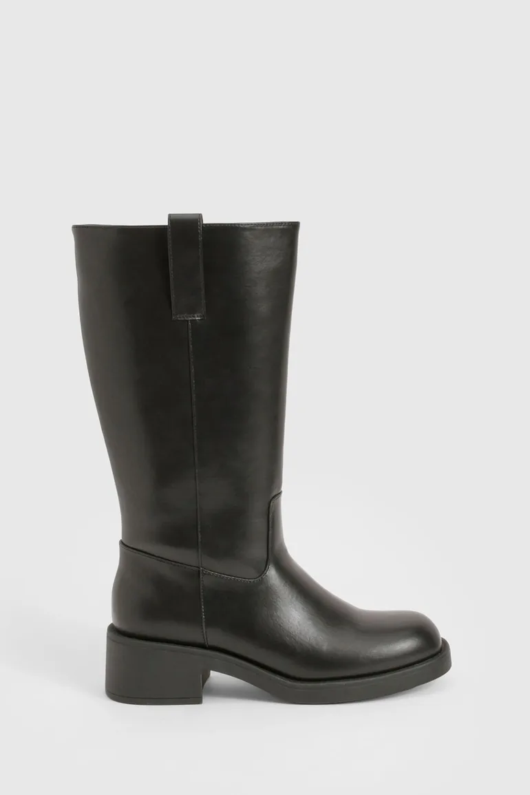 Pull On Column Calf Biker Boot - black - 2