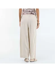Wide-leg linen blend trousers WHITE - 3