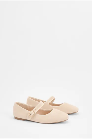 Penelope Faux Suede Marry Jane Ballet Pumps