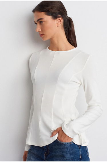 Dilvin Fitted Textured Knit Peplum Blouse product thumbnail 3